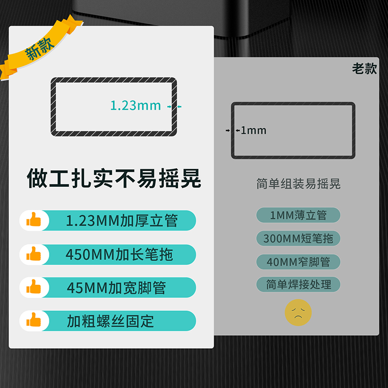 纵横33325_H型可升降双面白板900*600mm(黑色)(块)