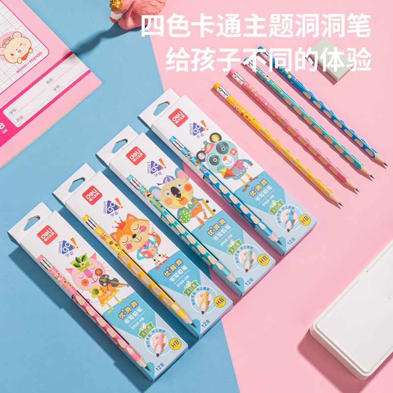 纵横S960-HB_优+洞洞卡通HB铅笔12支彩盒装(混)(12支/盒)
