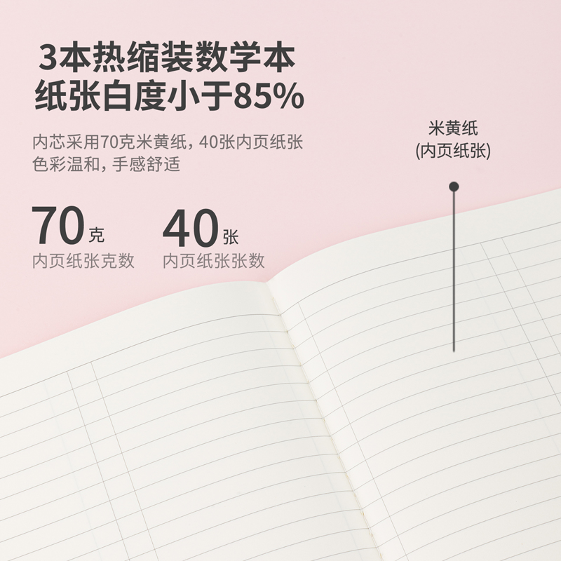 纵横F1640-3缝线本(牛皮纸数学本)(3本/包)