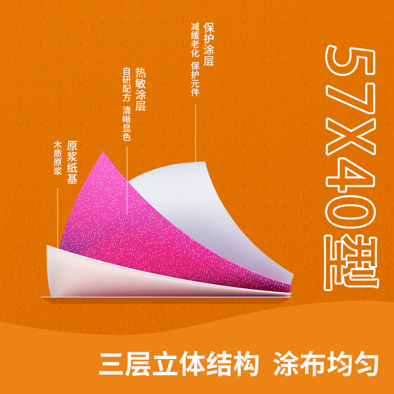 纵横ZS135巴厘海无管芯收银纸57*40型(混)(36卷/箱)