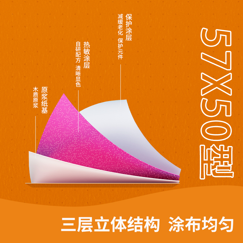 纵横ZS136巴厘海无管芯收银纸57*50型(混)(32卷/箱)