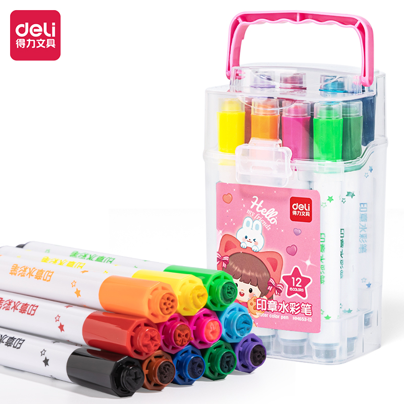 纵横HM653-12粉_PP筒装印章水彩笔(粉)(12色/筒)