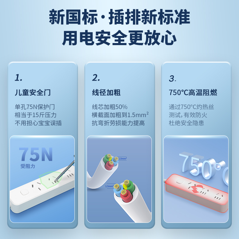 纵横LX224(1.8)大功率插座_2组+3孔_1.8米_PE袋装(白)(个)
