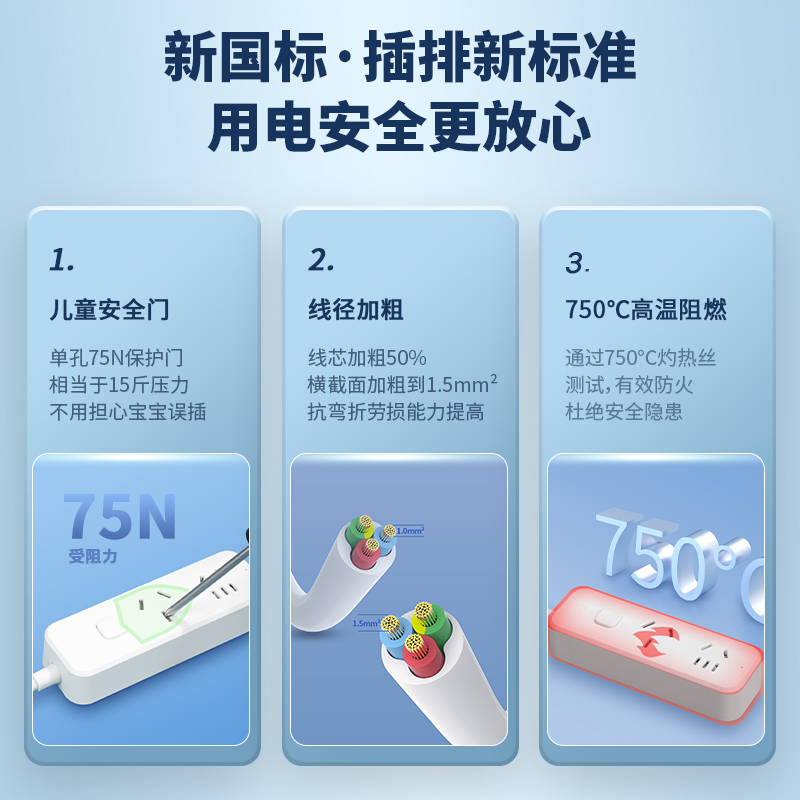 纵横LX223(03)大功率插座_1组+3孔_3米_PE袋装(白)(个)