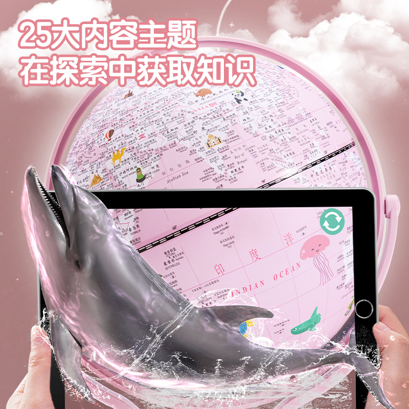 纵横LG676万向带灯款地球仪(粉)(台)