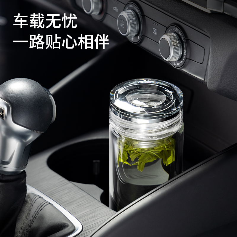 纵横LL505双层玻璃杯(350mL)(商务礼盒)(透明)(个)