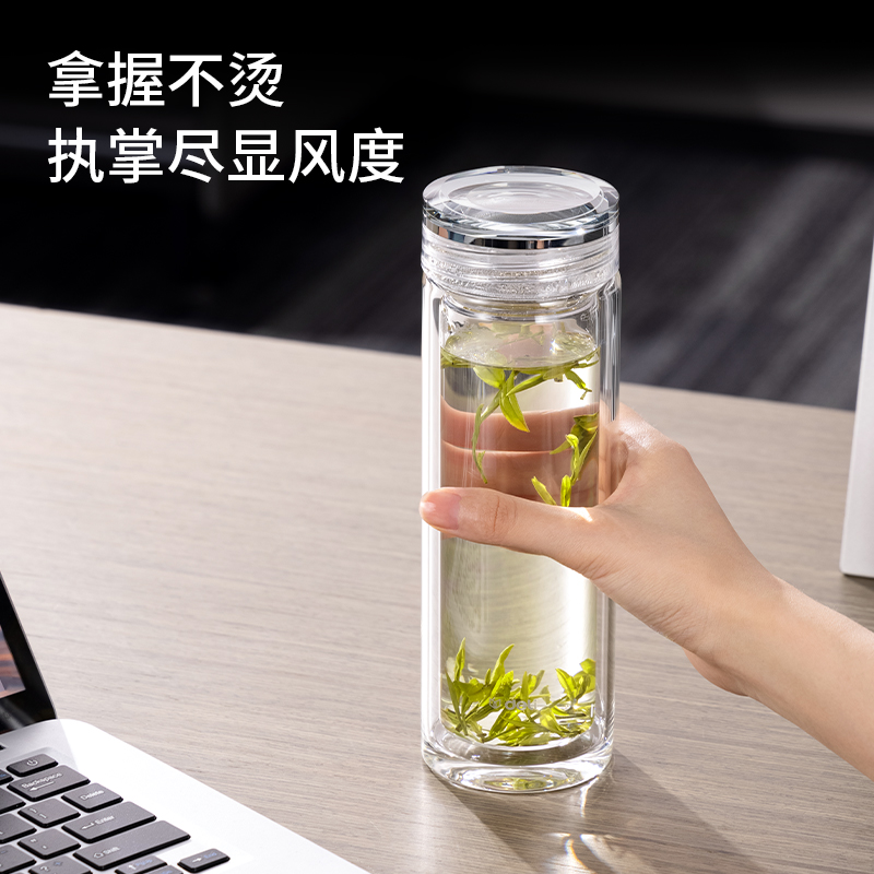 纵横LL506双层玻璃杯(410mL)(商务礼盒)(透明)(个)