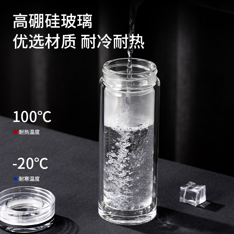 纵横LL506双层玻璃杯(410mL)(商务礼盒)(透明)(个)