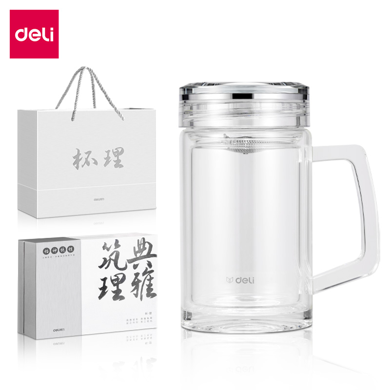 纵横LL507双层玻璃杯(420mL)(商务礼盒)(透明)(个)