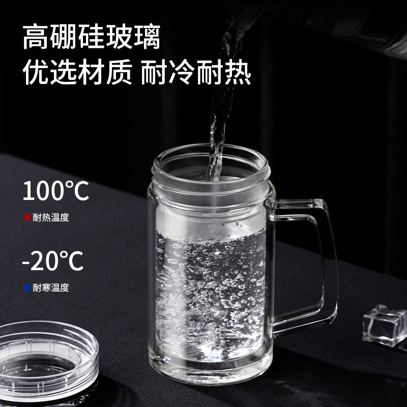 纵横LL507双层玻璃杯(420mL)(商务礼盒)(透明)(个)