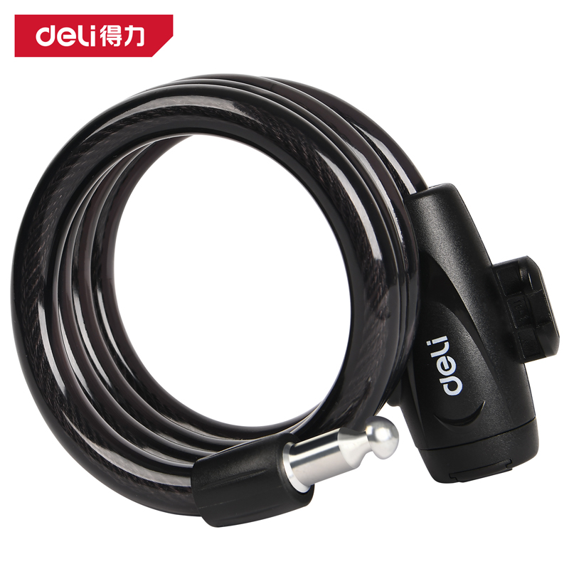 deli纵横DW4200钥匙钢缆锁12x1200mm(黑)(把)