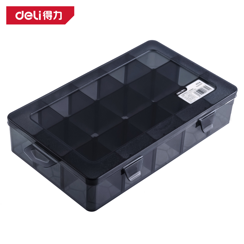 deli纵横DW3420零件盒28x18x6cm15格(黑)(个)