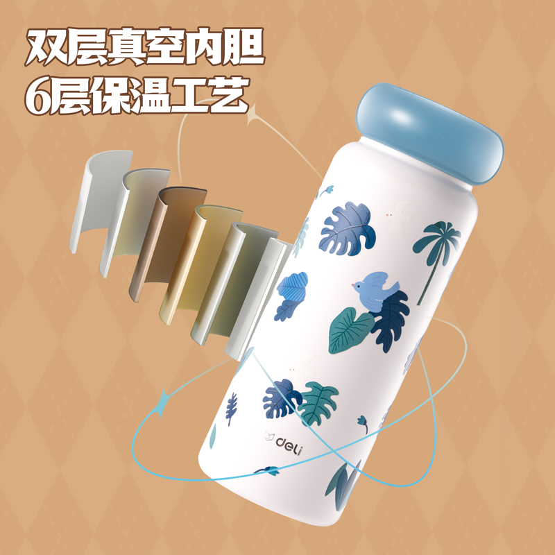 纵横LL610S花语星环保温杯(旋盖)(400mL)(316内胆)(混)(彩盒装