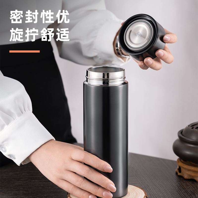 纵横LL615商务保温杯(旋盖)(500mL)(304内胆)(银)(彩盒装)