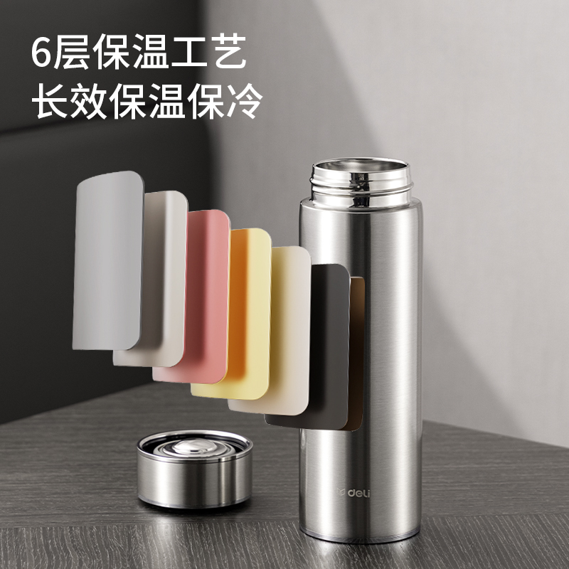 纵横LL616保温杯(旋盖)(450mL)(316内胆)(银)(礼盒+手提袋)