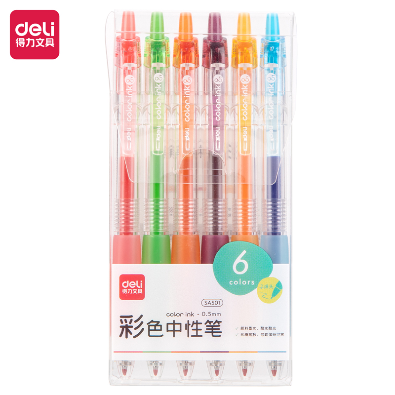 纵横SA501按动彩色中性笔0.5mm子弹头(混)(6支/盒)