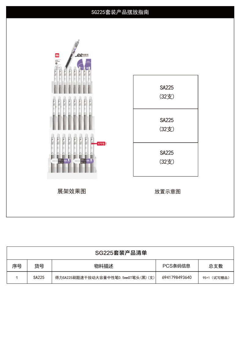 纵横SG225刷题速干按动大容量中性笔套装(黑)(1套/件)