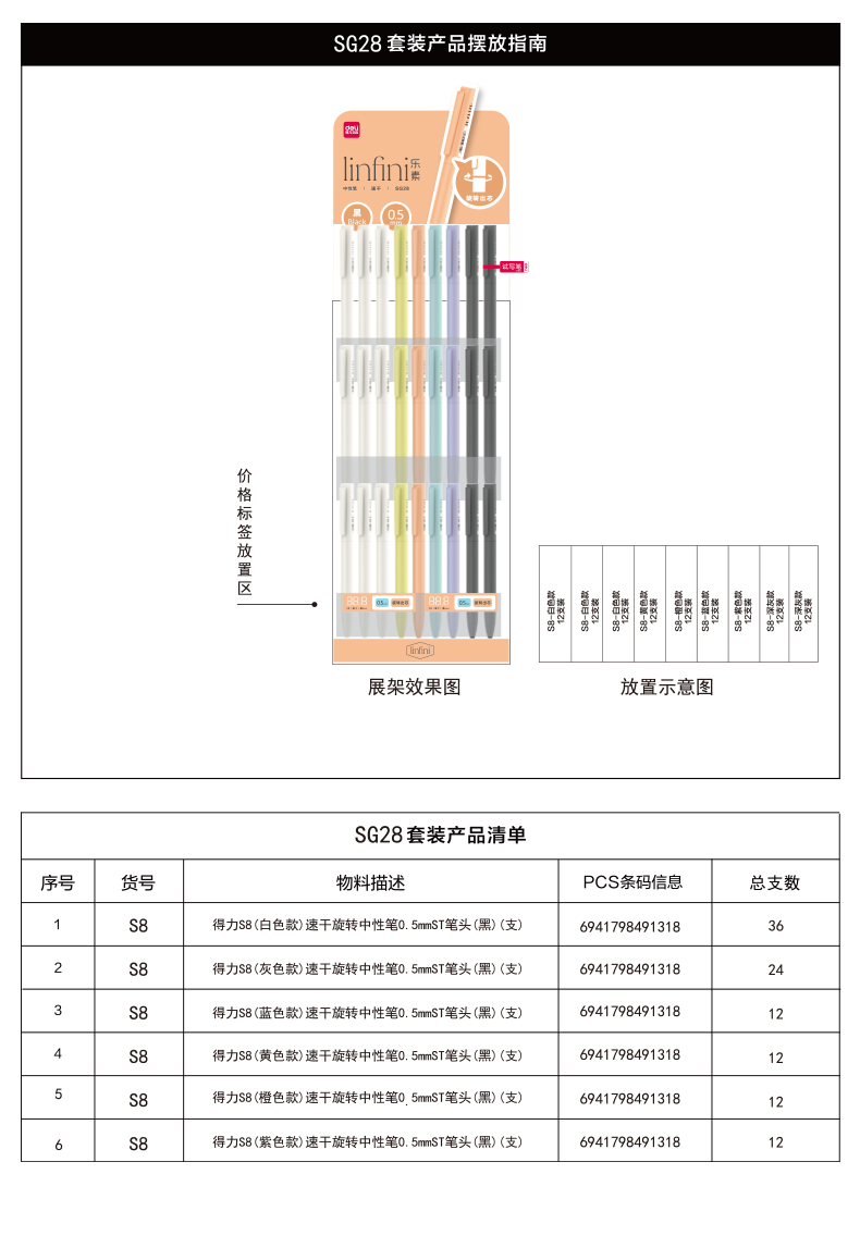 纵横SG28乐素速干旋转中性笔展架套装(黑)(1套/件)