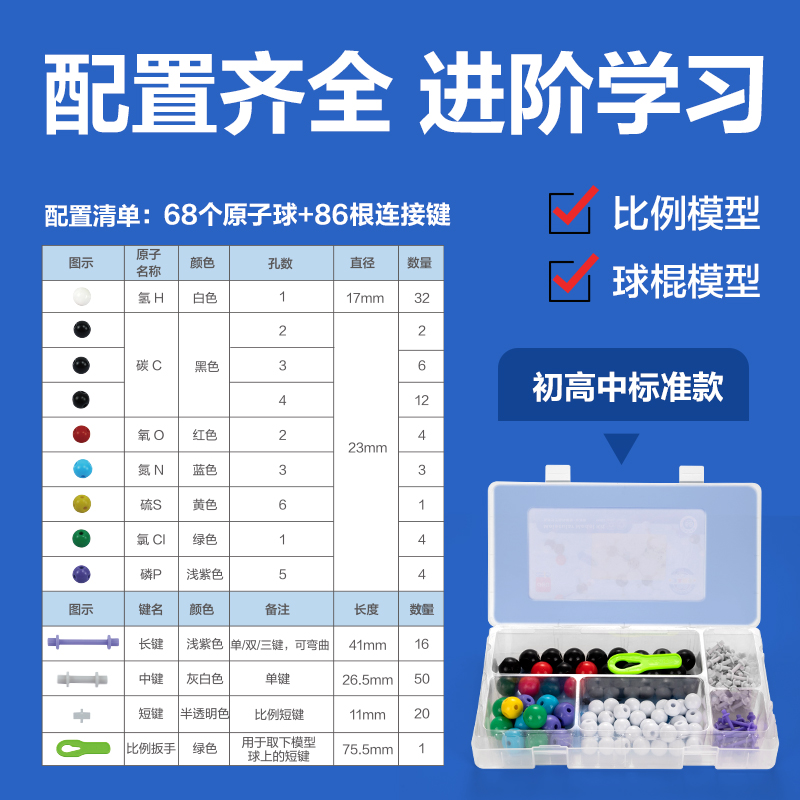 纵横YX459学具化学分子结构模型-标准款(混)(盒)