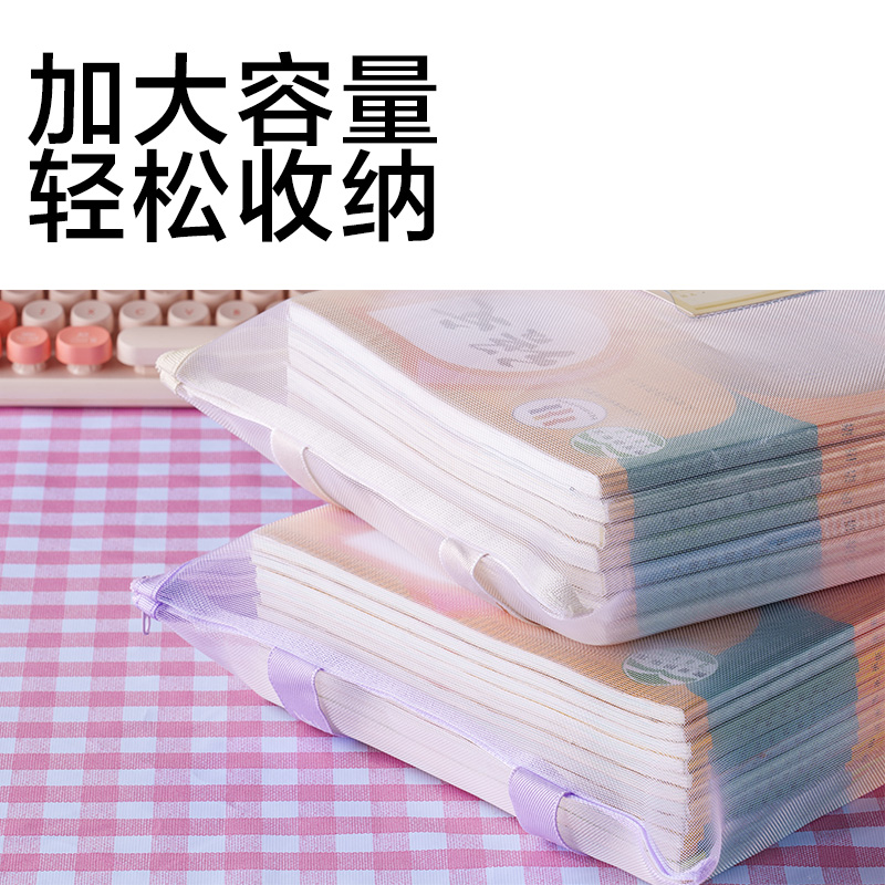 纵横PP117_A4单层手提网纱拉链袋(混)(个)