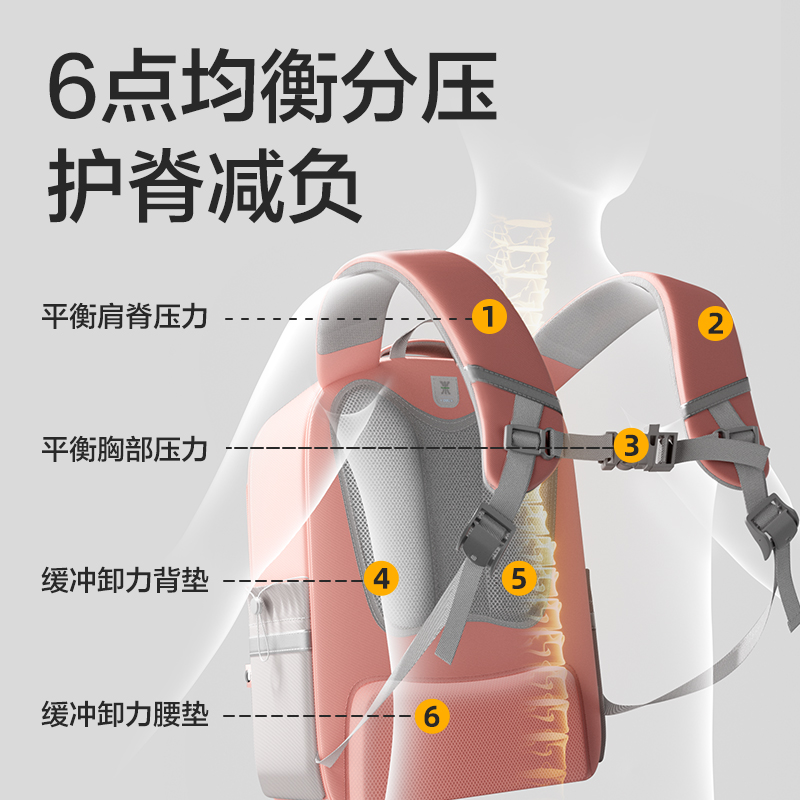 纵横BB161中号超轻全展开式学生书包套装(M-粉)(个)