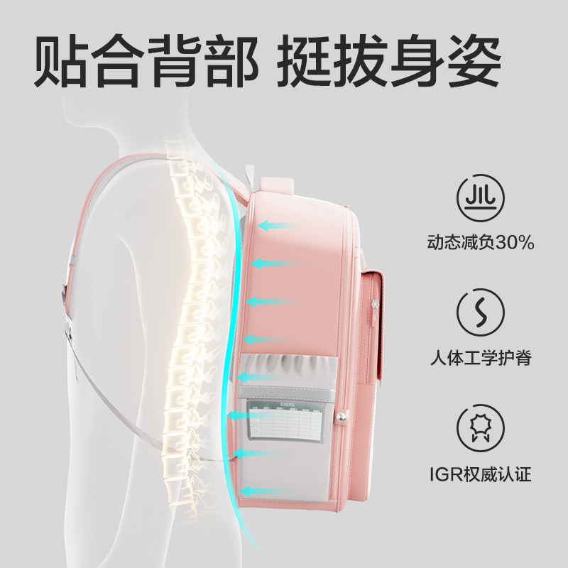 纵横BB161中号超轻全展开式学生书包套装(M-粉)(个)