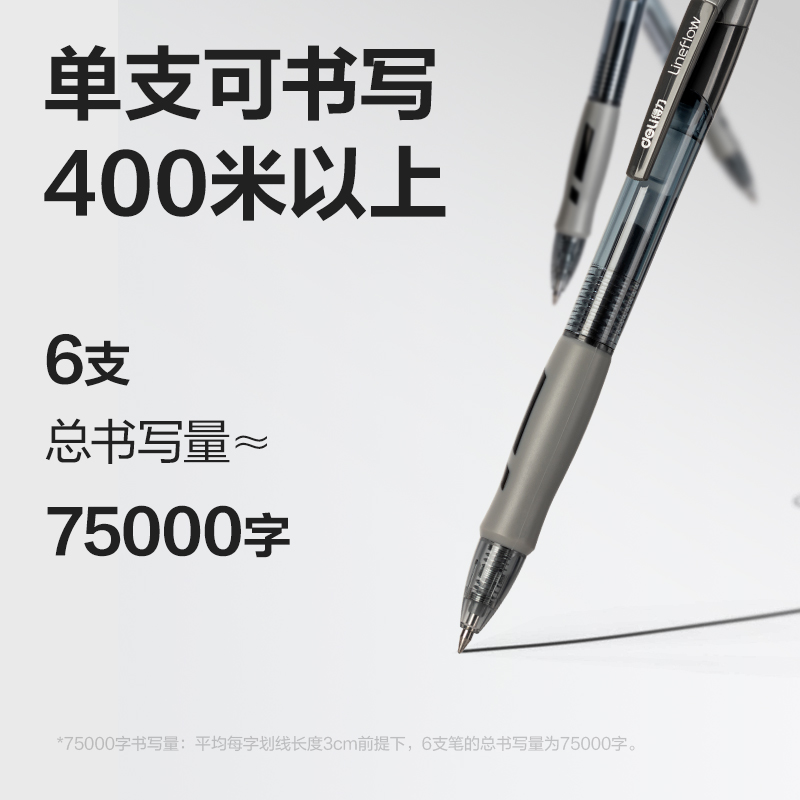 纵横S08-SC臻顺滑按动商务中性笔0.5mm子弹头(黑)(6支/卡)
