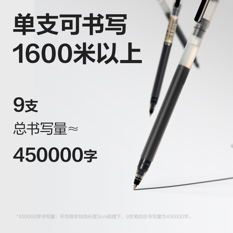 纵横A566-SC大容量拔帽商务中性笔0.5mm子弹头(黑)(9支/卡)