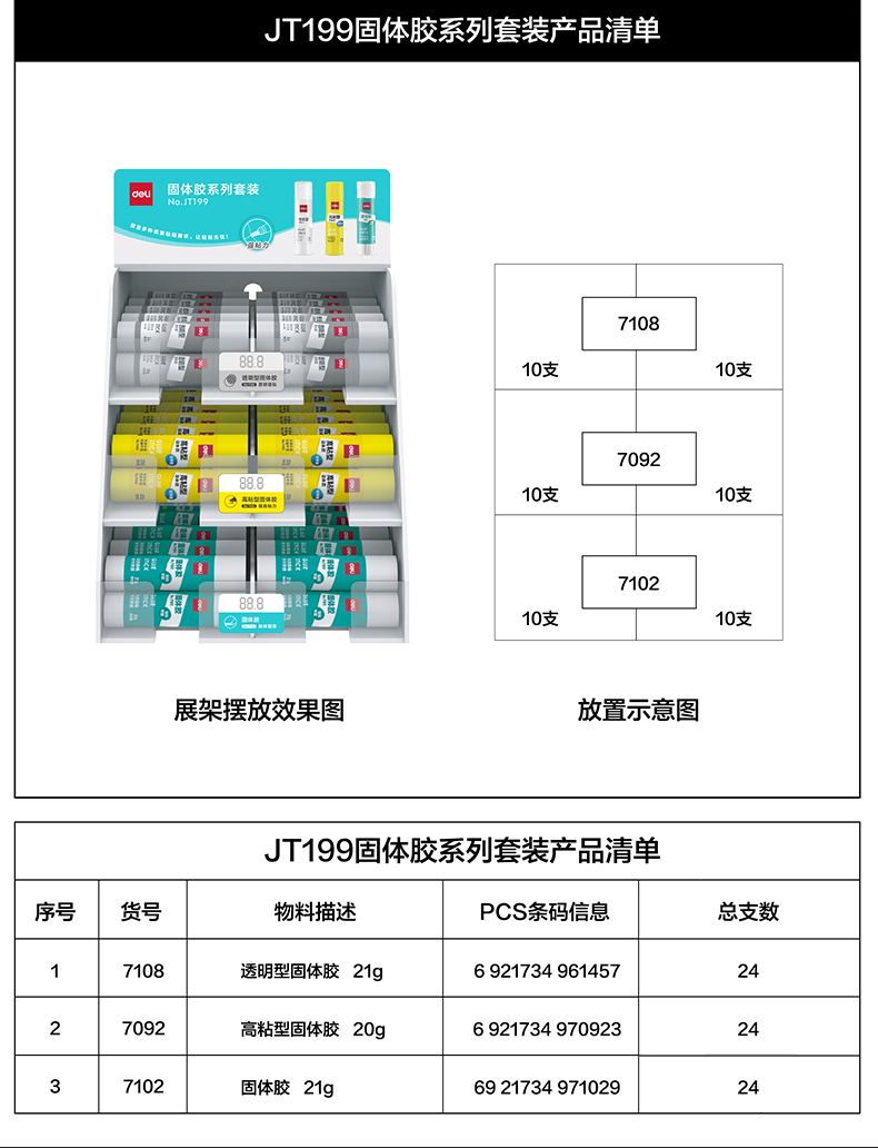 纵横JT199固体胶系列套装(混)(箱)