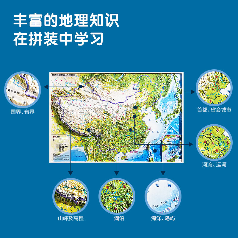 纵横LG223浮雕地图拼图-中国地形(混)(套)