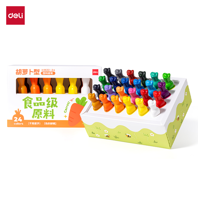 纵横HM22-24_胡萝卜型塑料蜡笔(混)(24色/盒)