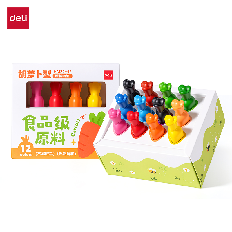 纵横HM22-12_胡萝卜型塑料蜡笔(混)(12色/盒)