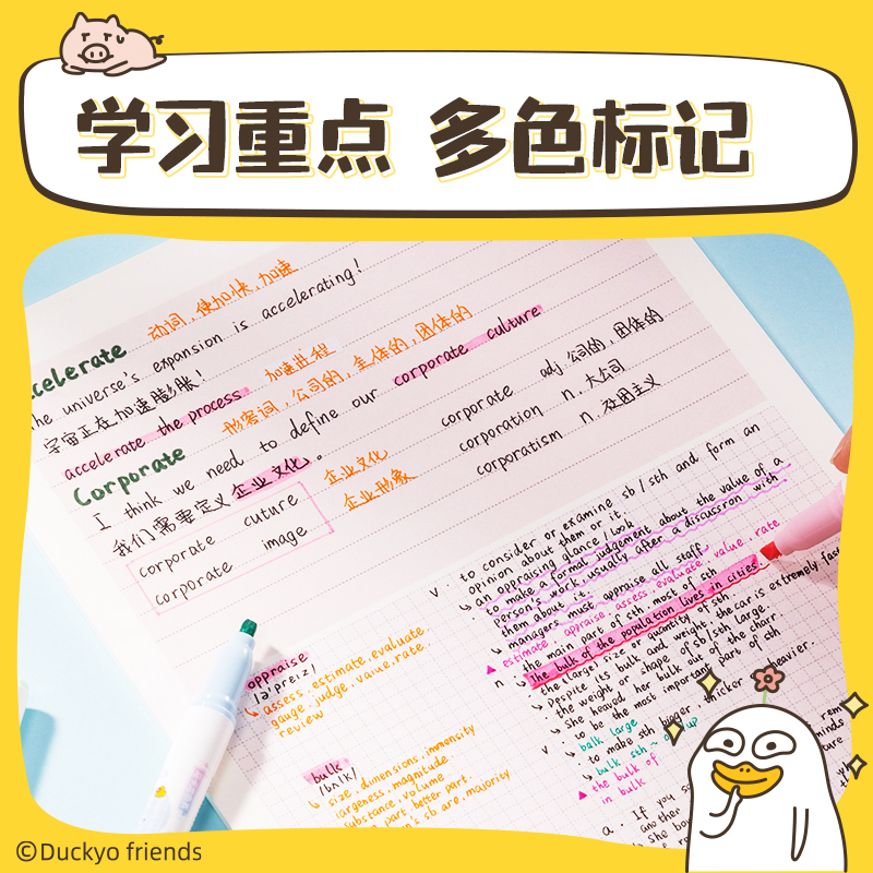 纵横SK193小刘鸭柔彩IP荧光笔(混)(6支/盒)