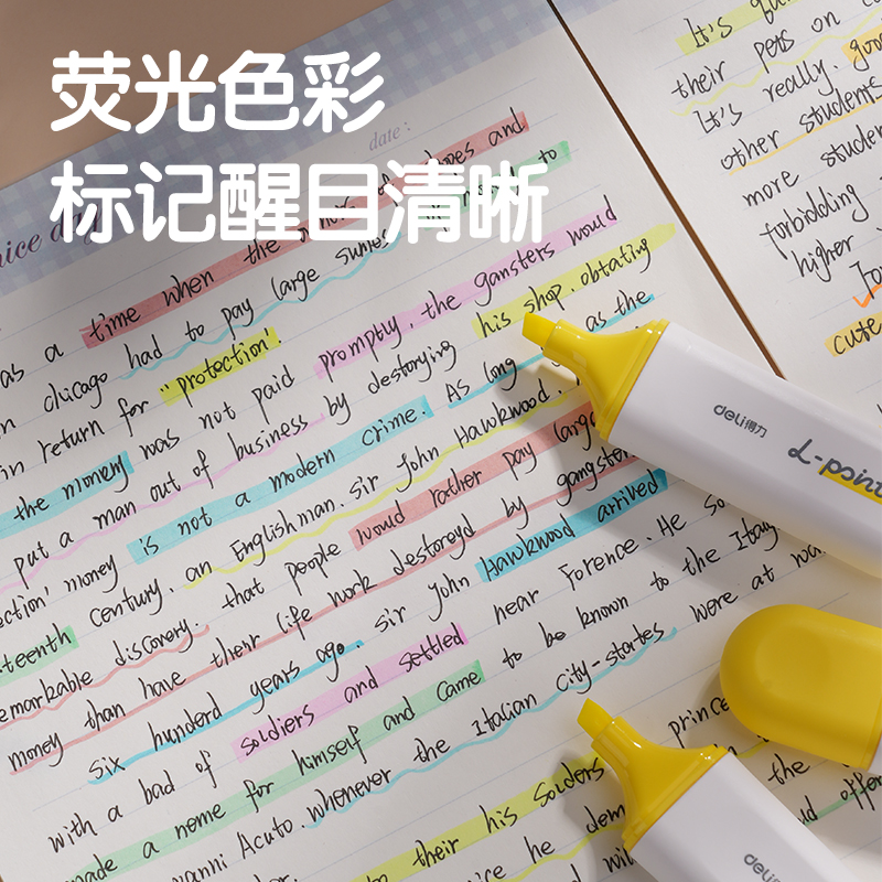 纵横S600PRO抗晕染扁杆荧光笔缤纷色系(柠檬黄)(支)