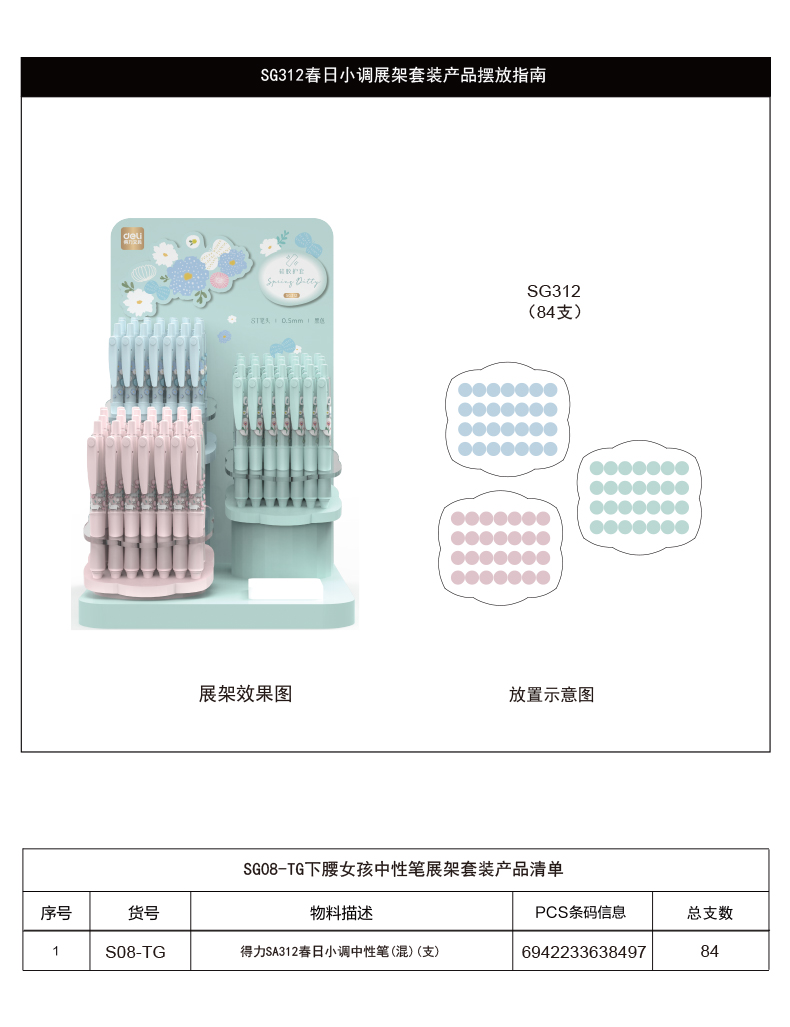 纵横SG312插画系列速干按动中性笔套装(黑)(2套/箱)