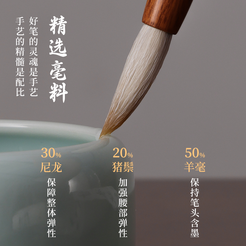 墨青言MY181周鹏程大师亲制问褚兼毫毛笔(棕)(支)