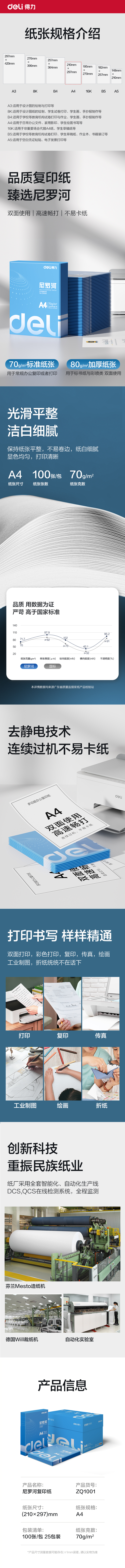 纵横ZQ1001尼罗河复印纸70g-A4-100页/包-25包(混)(包)