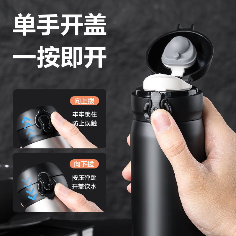 纵横LL619保温杯(弹盖)(500mL)(304内胆)(银色)(彩盒装)
