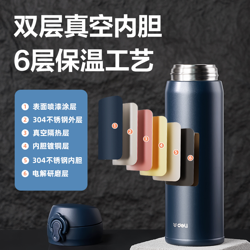 纵横LL619保温杯(弹盖)(500mL)(304内胆)(银色)(彩盒装)