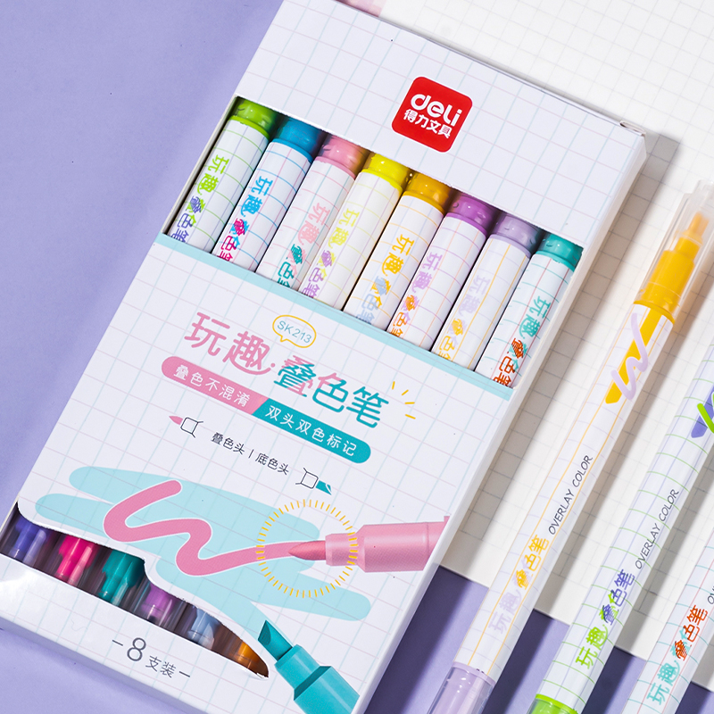 纵横SK213玩趣叠色荧光笔(混)(8支/盒)