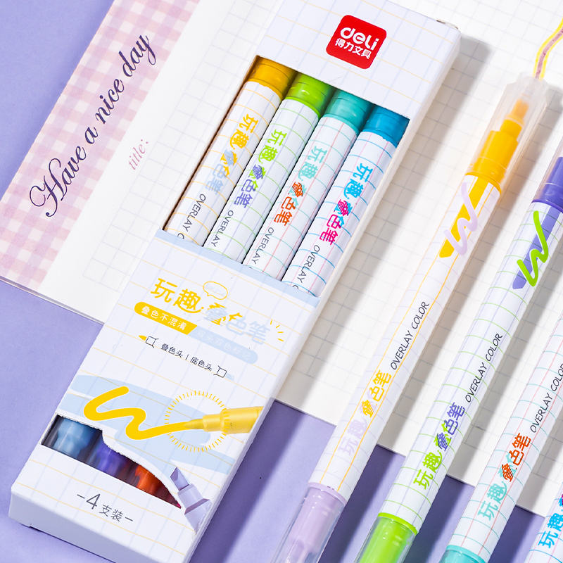 纵横SK214玩趣叠色荧光笔(混)(4支/盒)