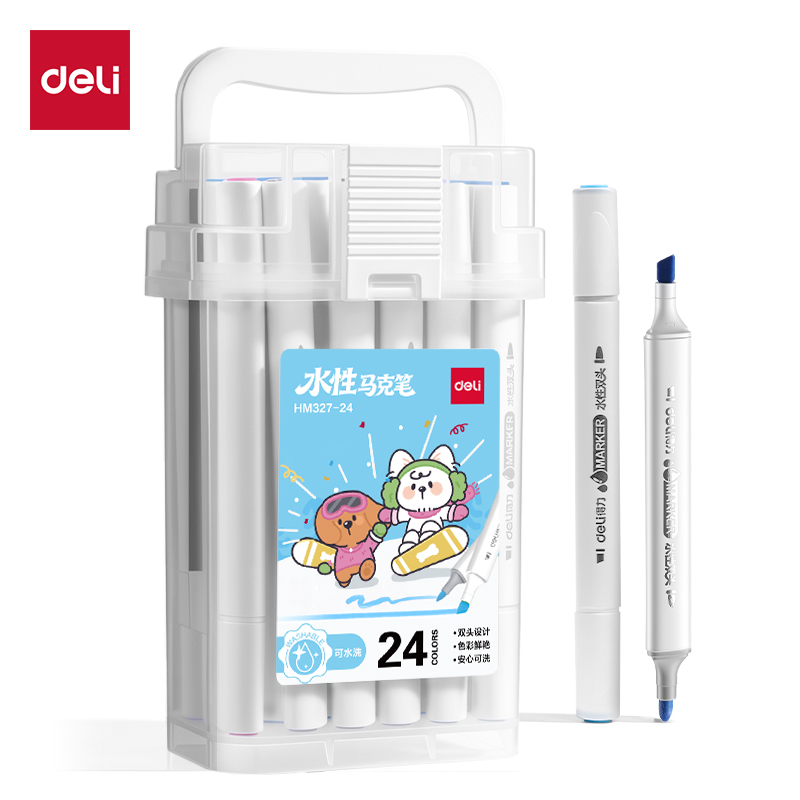 纵横HM327-24PP筒装三角杆水性马克笔(混)(24色/筒)