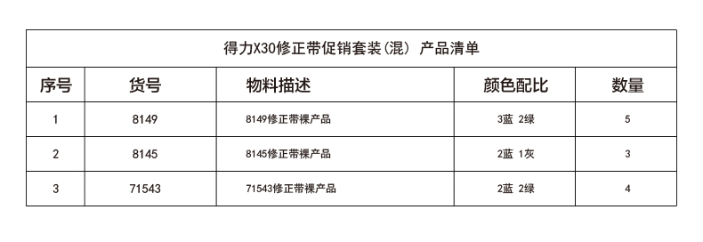 纵横X30修正带促销套装(混)(12个/盒)