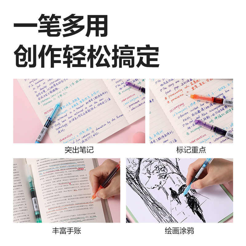 纵横S856-C5彩色直液式走珠笔0.5mm全针管(郁香紫)(5支/盒)