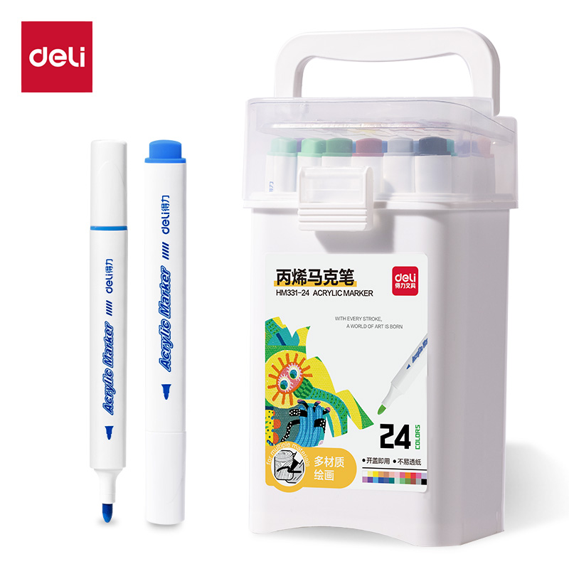 纵横HM331-24_PP桶装三角杆丙烯马克笔(混)(24色/桶)