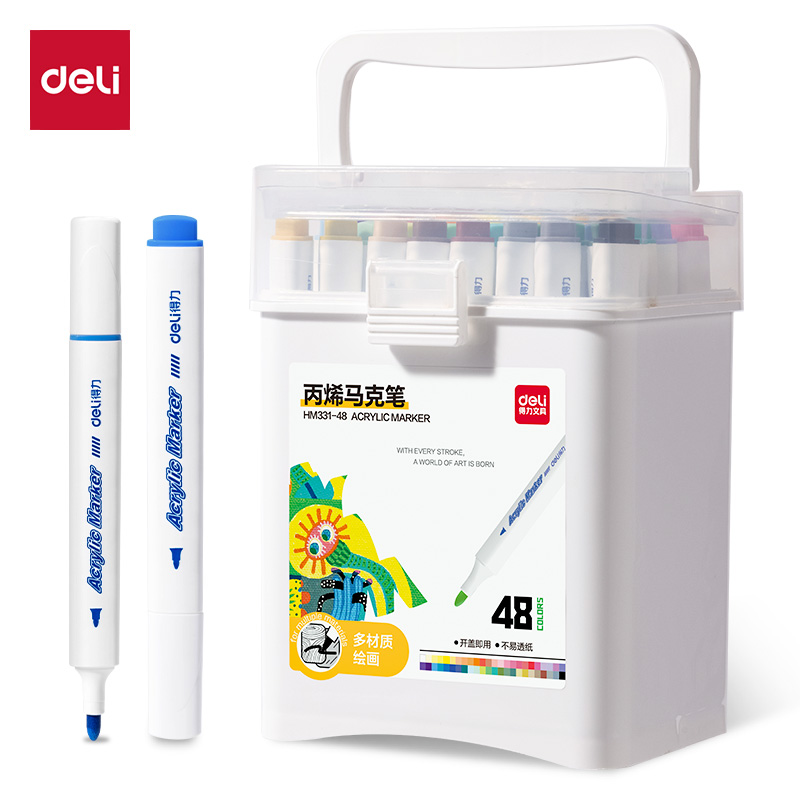 纵横HM331-48_PP桶装三角杆丙烯马克笔(混)(48色/桶)