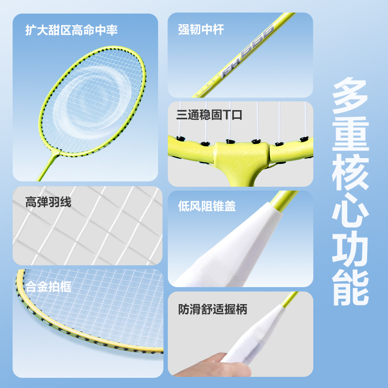 安格耐特FH666铁分体羽毛球拍(2支/付)(混)(付)