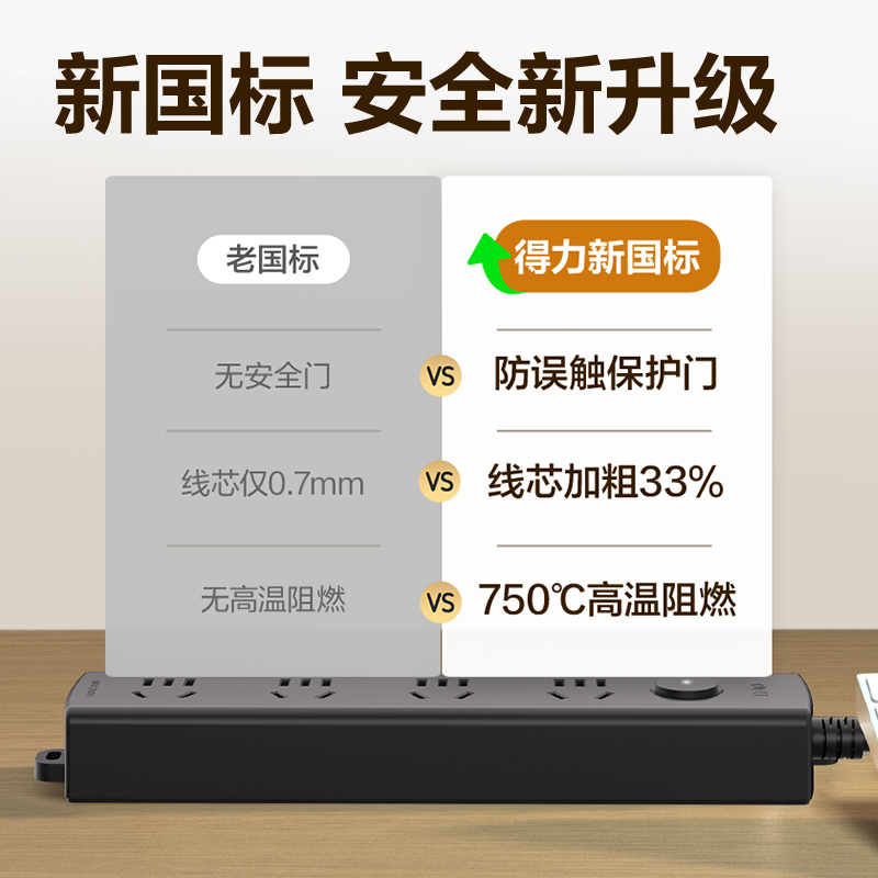 纵横LU128(1.8)黑色延长线插座_4组_1.8米_PE袋装(黑色)(个)