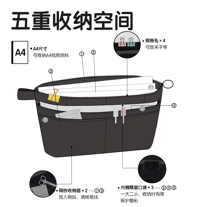 纵横BA196-A4轻韵时光系列A4拉链袋(混)(个)