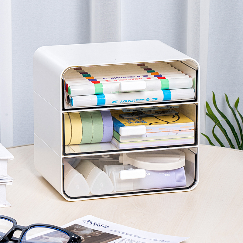 纵横PK136三层抽屉收纳盒(小号)(白)(个)